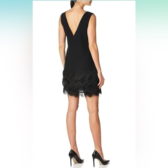 BCBGMAXAZRIA Addilyn Fringe-Trim Shift Dress Women’s Size 0 sleeveless LBD - Picture 4 of 16